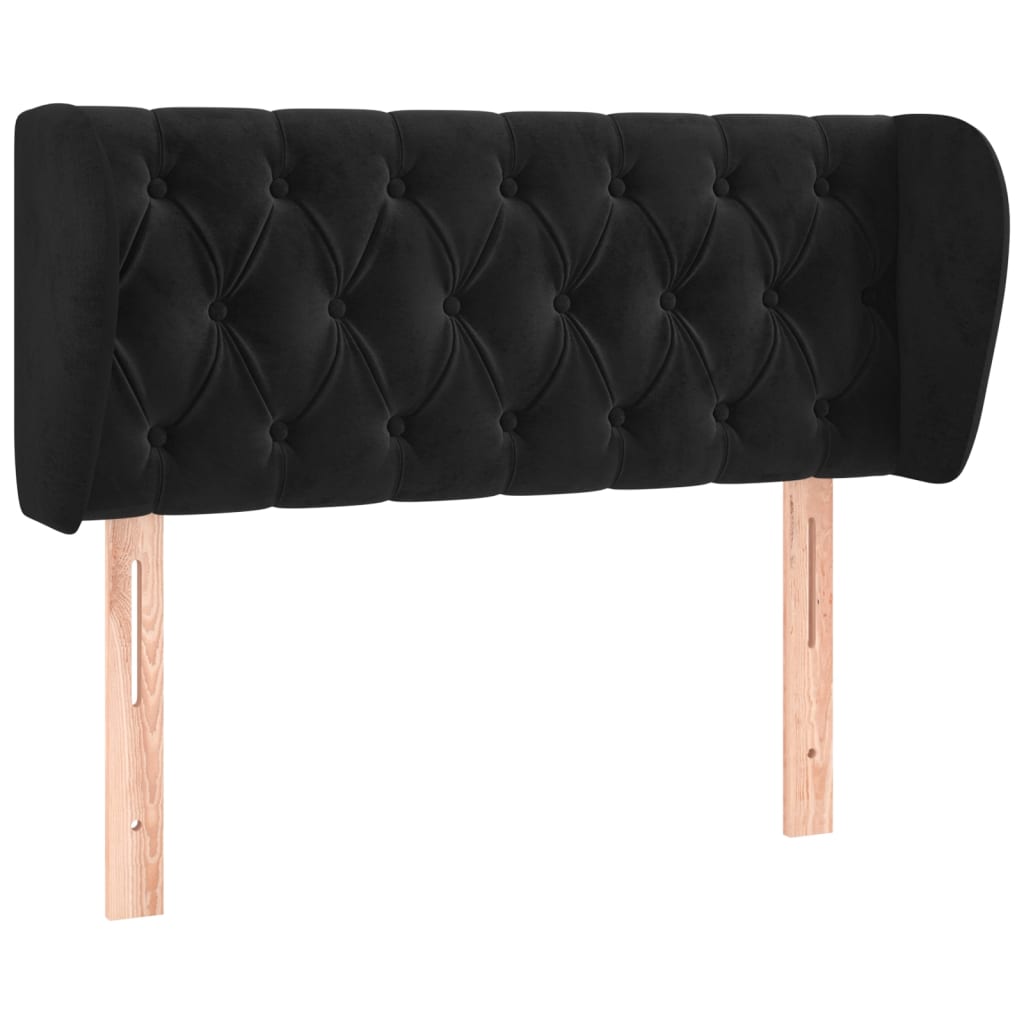 Uzglavlje s ušima crno 103x23x78/88 cm baršunasto
