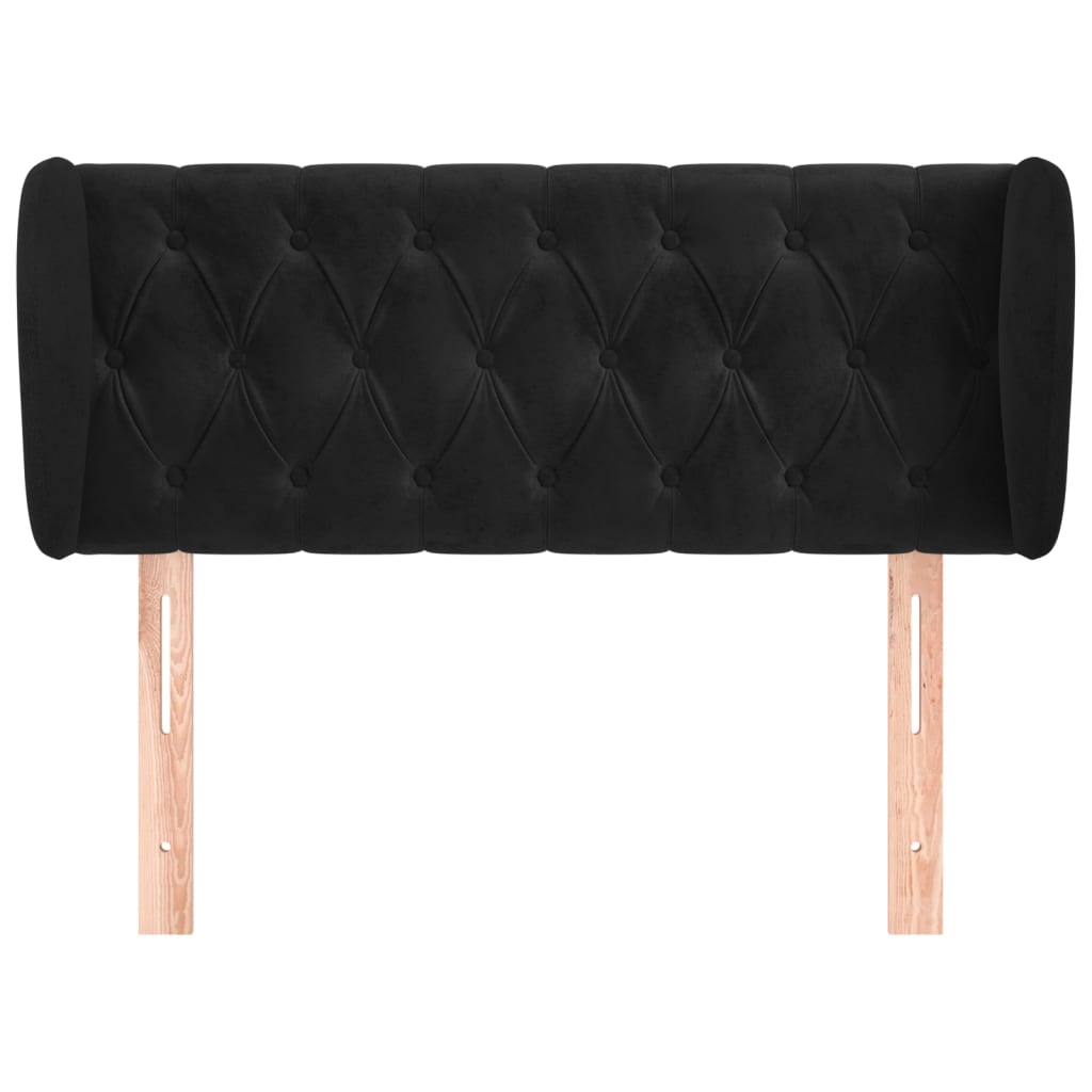 Uzglavlje s ušima crno 103x23x78/88 cm baršunasto