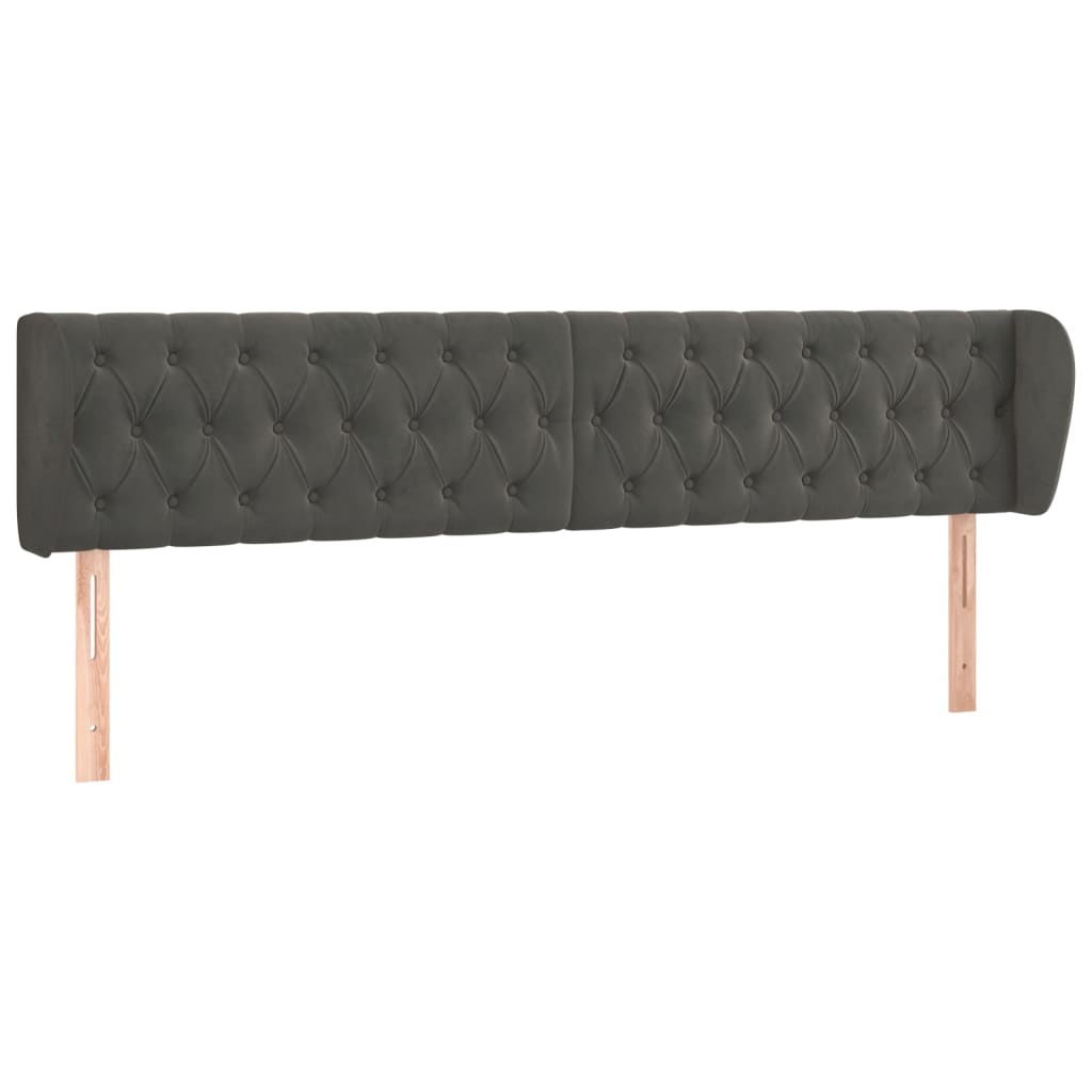 Uzglavlje s ušima tamnosivo 203x23x78/88 cm baršunasto
