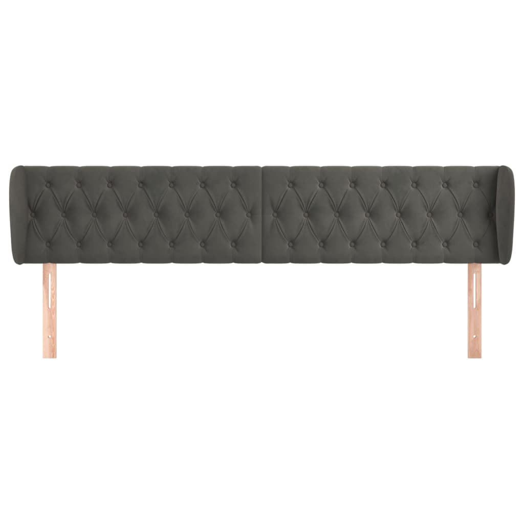 Uzglavlje s ušima tamnosivo 203x23x78/88 cm baršunasto