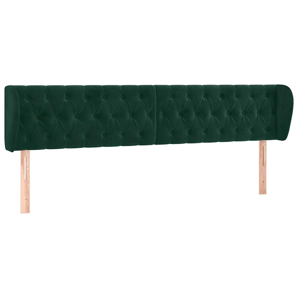 Uzglavlje s ušima tamnozeleno 203x23x78/88 cm baršunasto