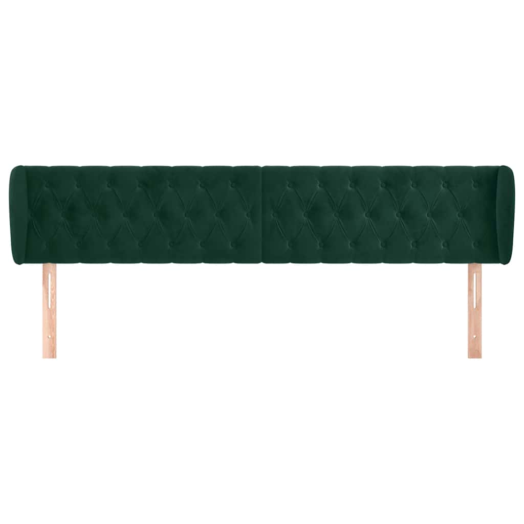 Uzglavlje s ušima tamnozeleno 203x23x78/88 cm baršunasto
