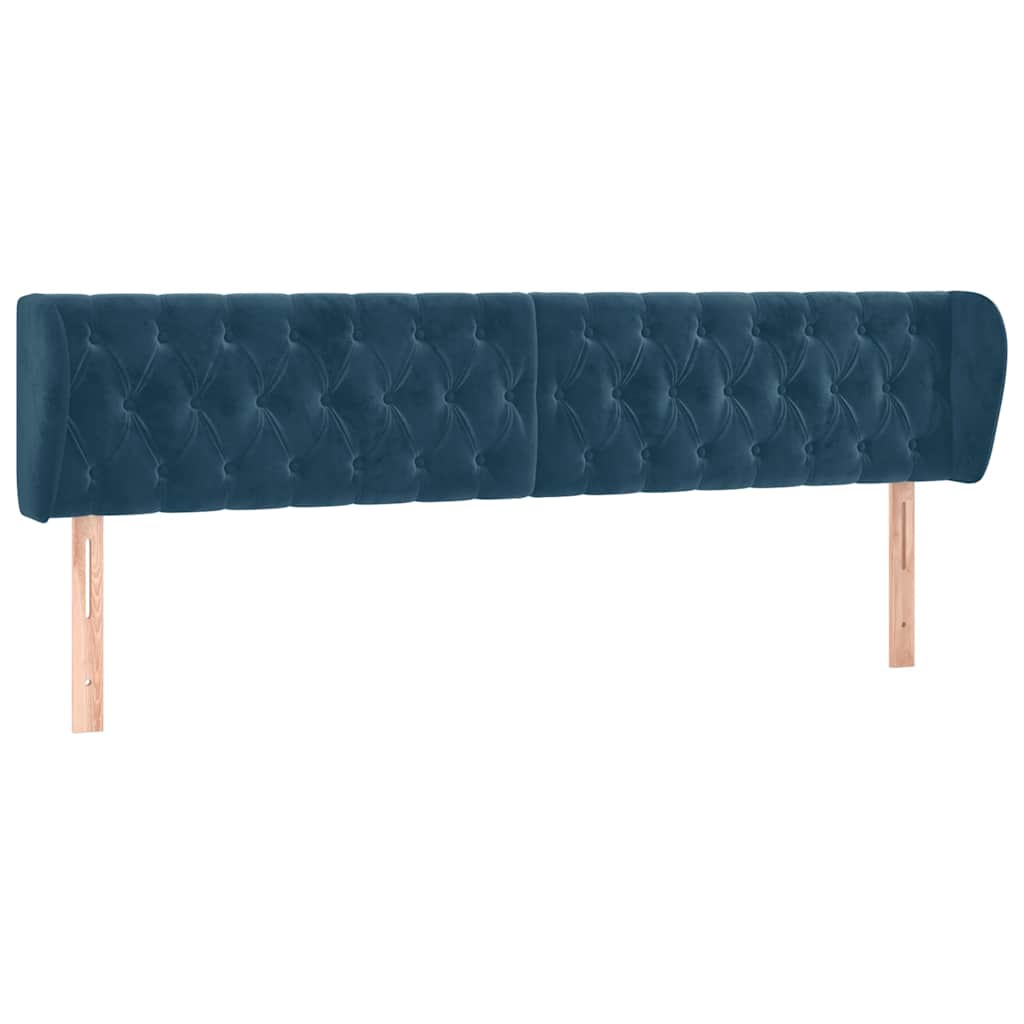 Uzglavlje s ušima tamnoplavo 203x23x78/88 cm baršunasto