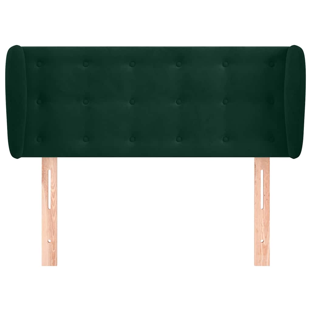 Uzglavlje s ušima tamnozeleno 83x23x78/88 cm baršunasto