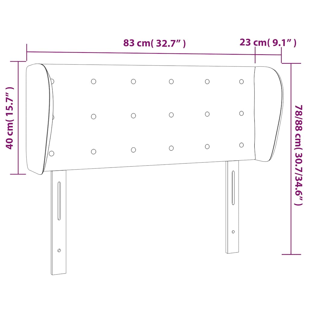Uzglavlje s ušima tamnozeleno 83x23x78/88 cm baršunasto