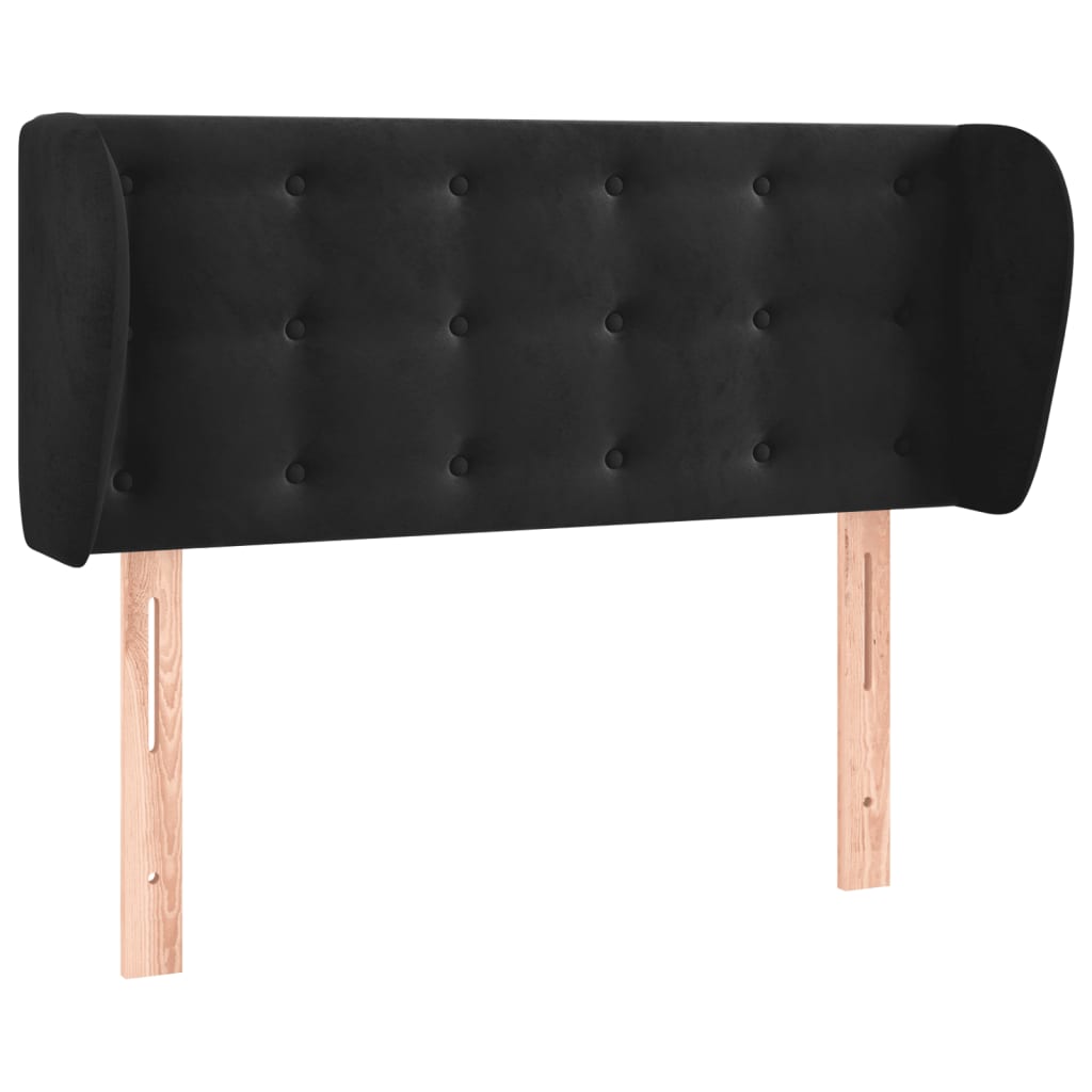 Uzglavlje s ušima crno 103x23x78/88 cm baršunasto