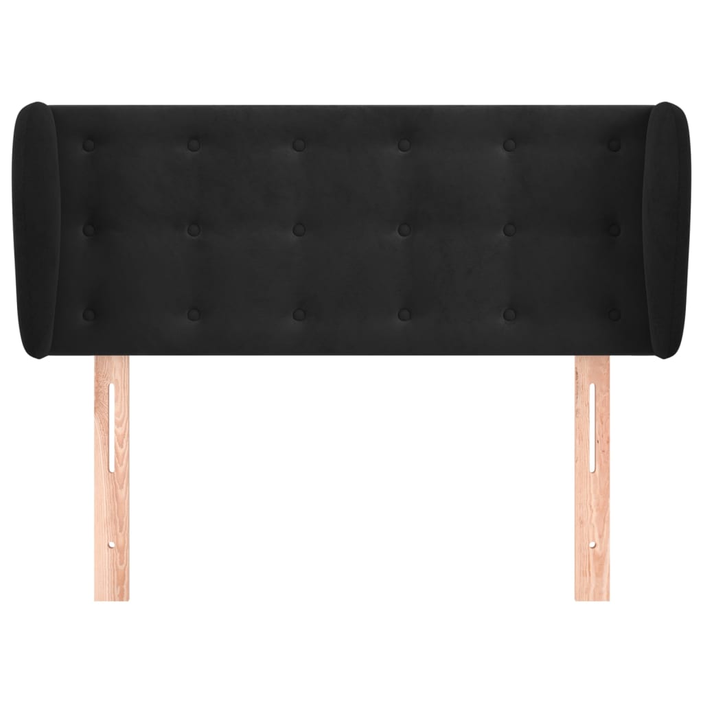 Uzglavlje s ušima crno 103x23x78/88 cm baršunasto