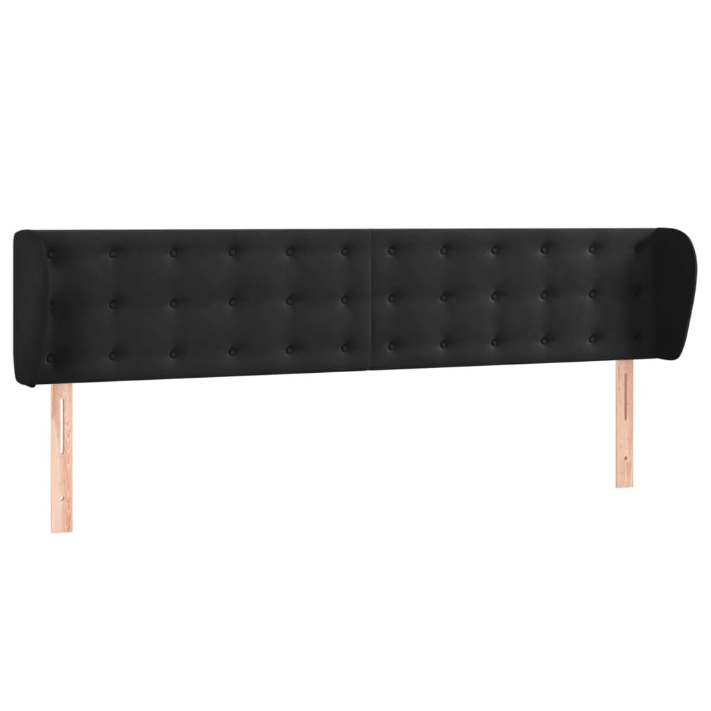 Uzglavlje s ušima crno 183x23x78/88 cm baršunasto
