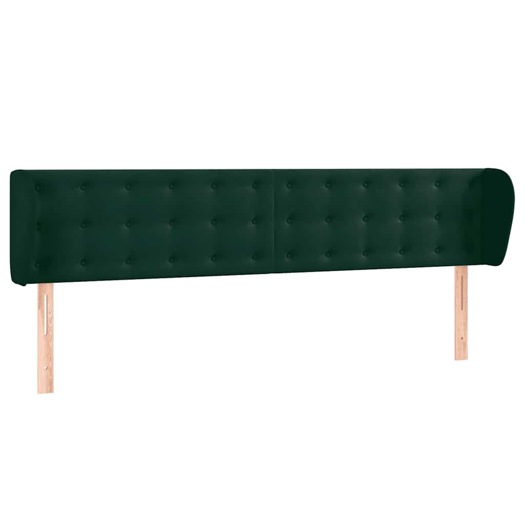 Uzglavlje s ušima tamnozeleno 203x23x78/88 cm baršunasto