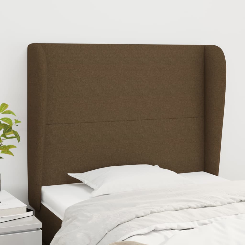 Uzglavlje s ušima tamnosmeđe 93x23x118/128 cm od tkanine