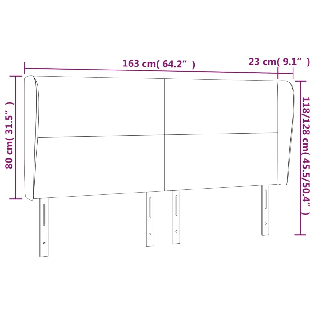 Uzglavlje s ušima krem 163x23x118/128 cm od tkanine