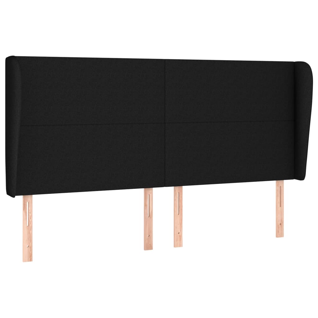 Uzglavlje s ušima crno 183x23x118/128 cm od tkanine