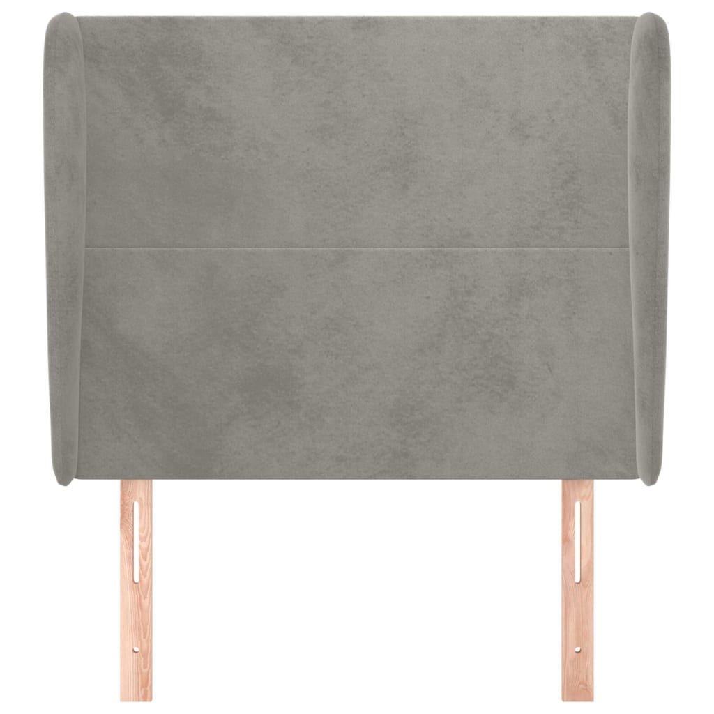 Uzglavlje s ušima svjetlosivo 83 x 23 x 118/128 cm baršunasto