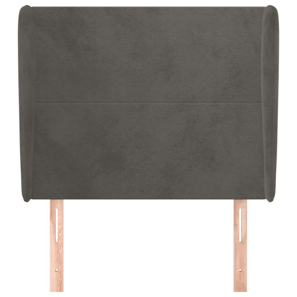 Uzglavlje s ušima tamnosivo 83 x 23 x 118/128 cm baršunasto