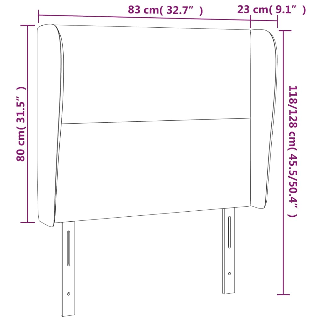 Uzglavlje s ušima ružičasto 83 x 23 x 118/128 cm baršunasto