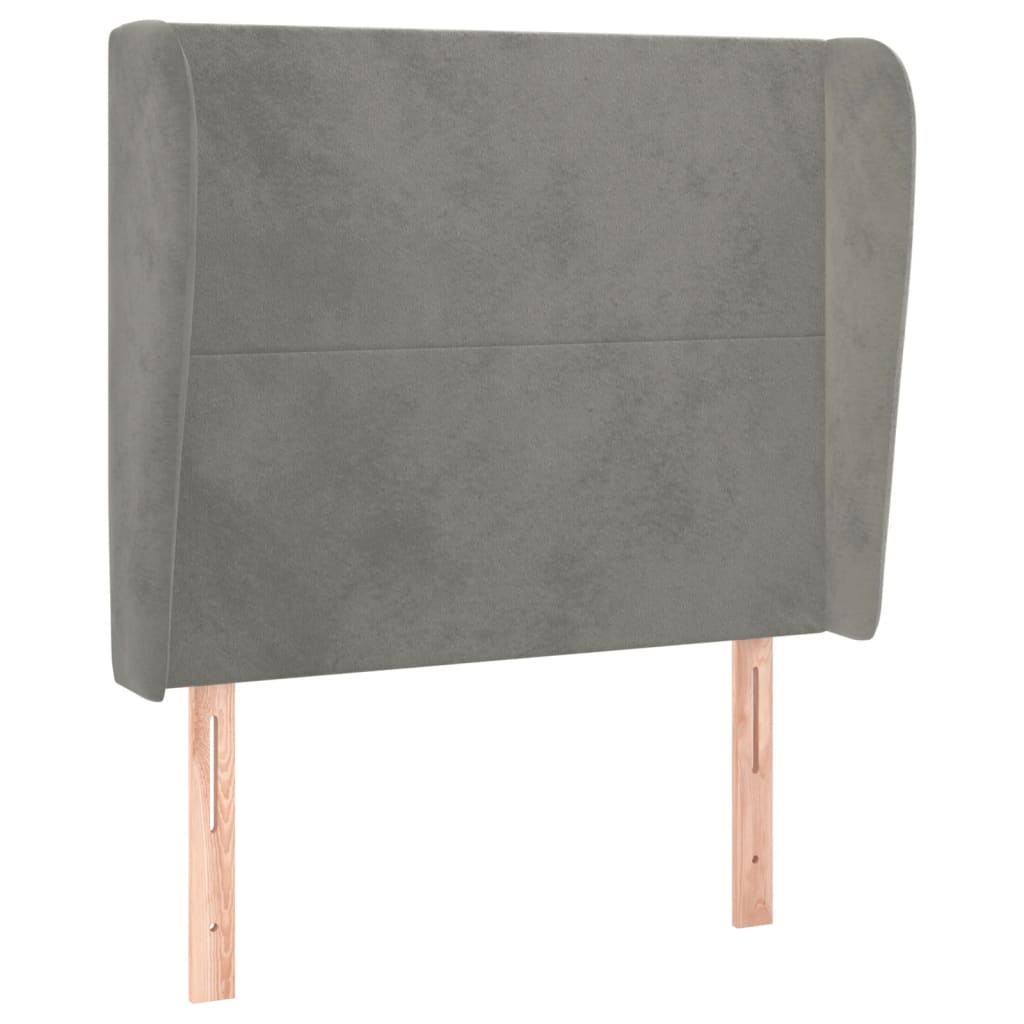 Uzglavlje s ušima svjetlosivo 93x23x118/128 cm baršunasto