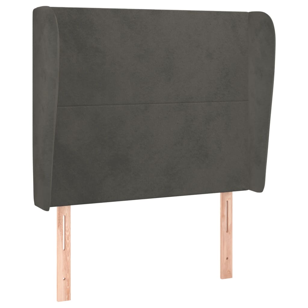 Uzglavlje s ušima tamnosivo 93x23x118/128 cm baršunasto