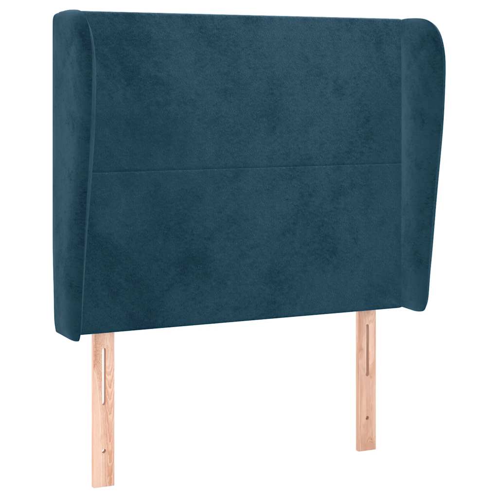 Uzglavlje s ušima tamnoplavo 93x23x118/128 cm baršunasto