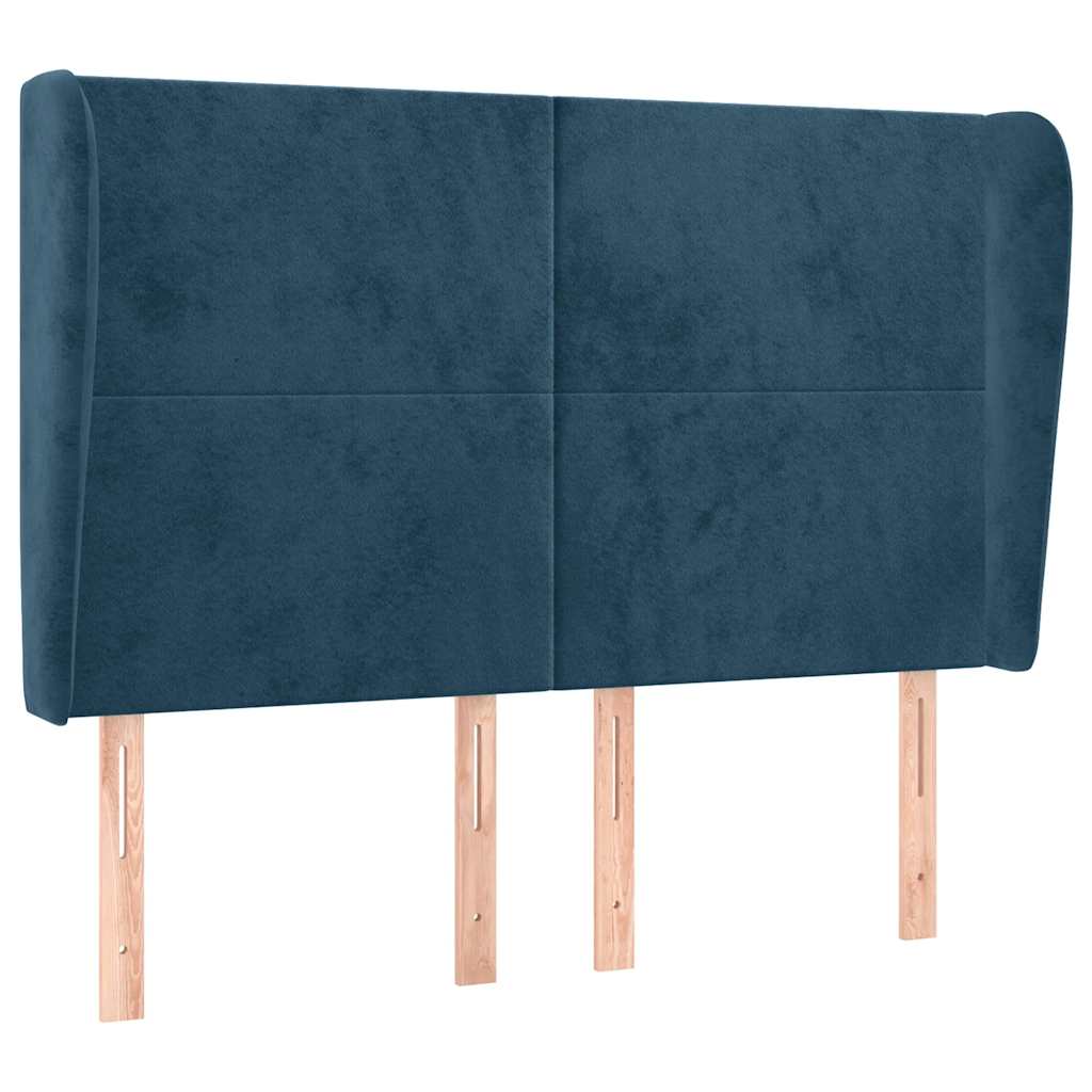 Uzglavlje s ušima tamnoplavo 147x23x118/128 cm baršunasto
