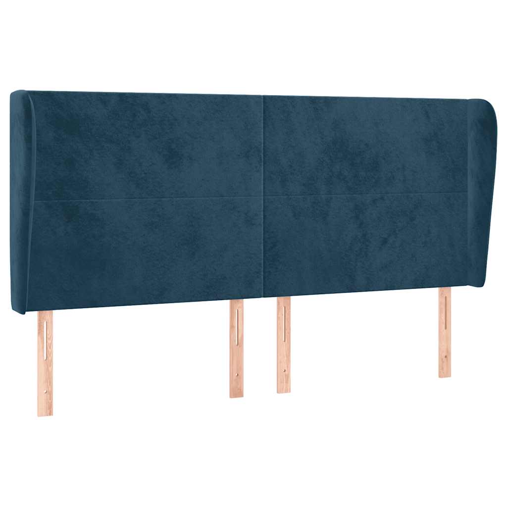 Uzglavlje s ušima tamnoplavo 183x23x118/128 cm baršunasto