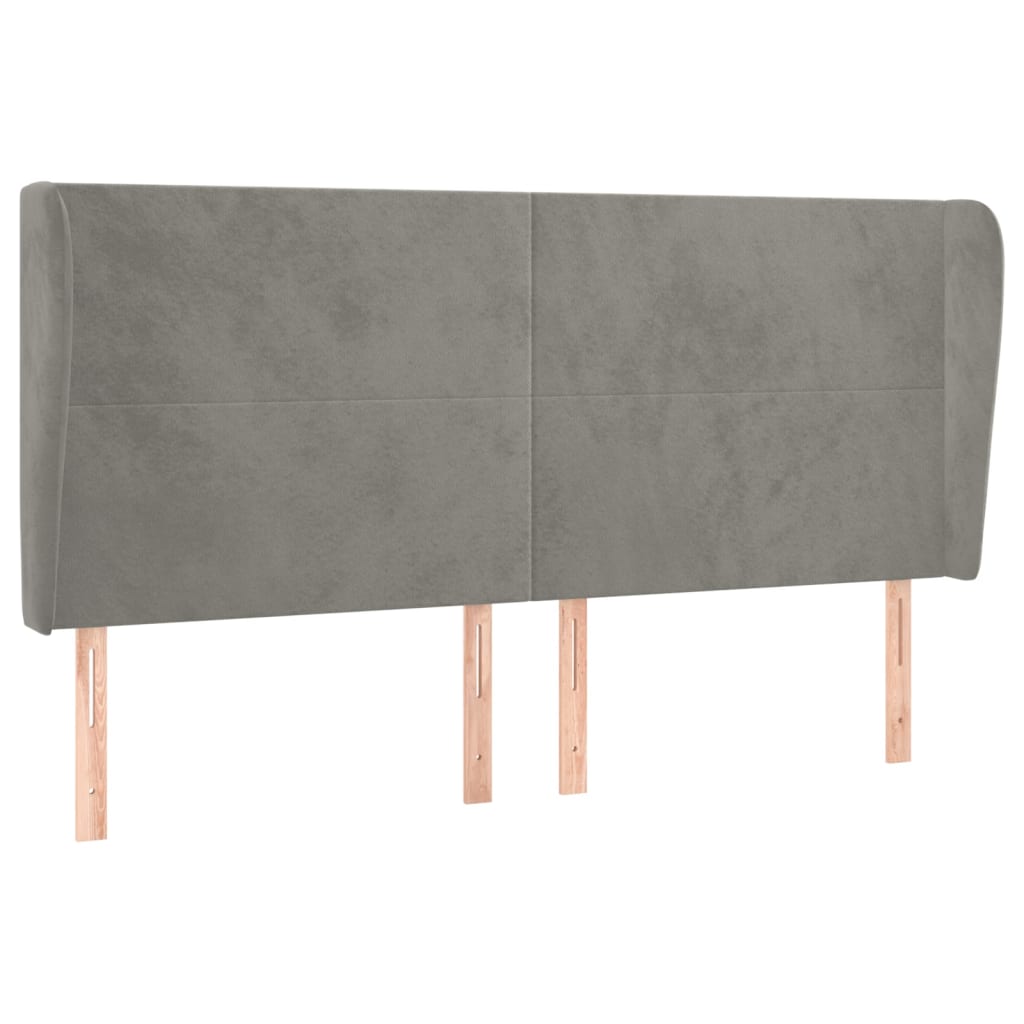 Uzglavlje s ušima svjetlosivo 203x23x118/128 cm baršunasto