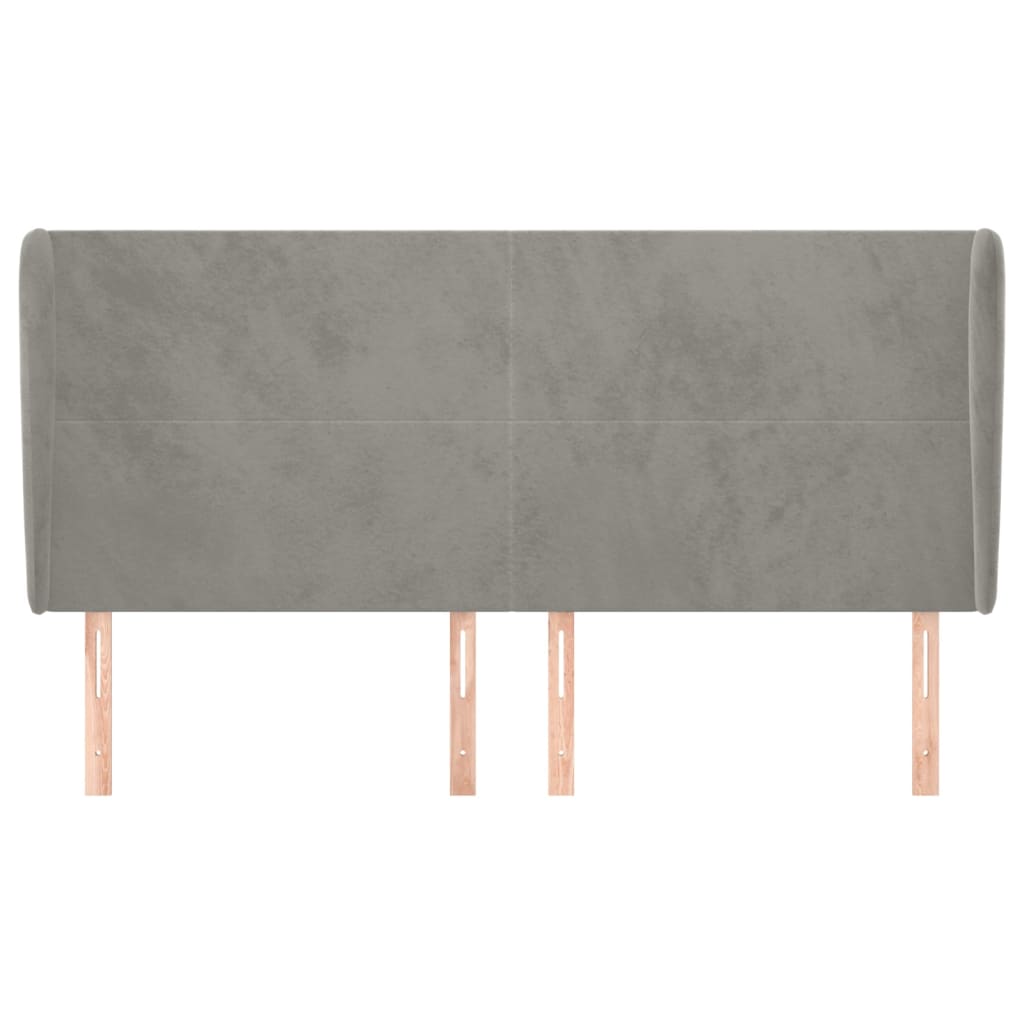 Uzglavlje s ušima svjetlosivo 203x23x118/128 cm baršunasto