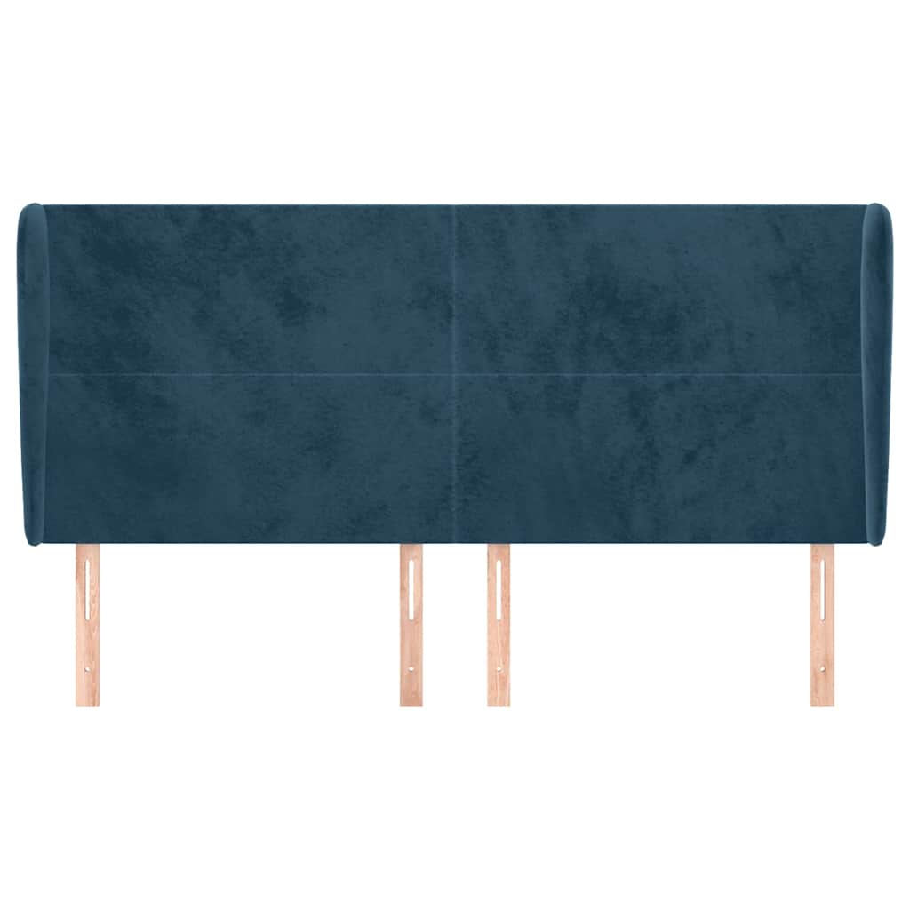 Uzglavlje s ušima tamnoplavo 203x23x118/128 cm baršunasto