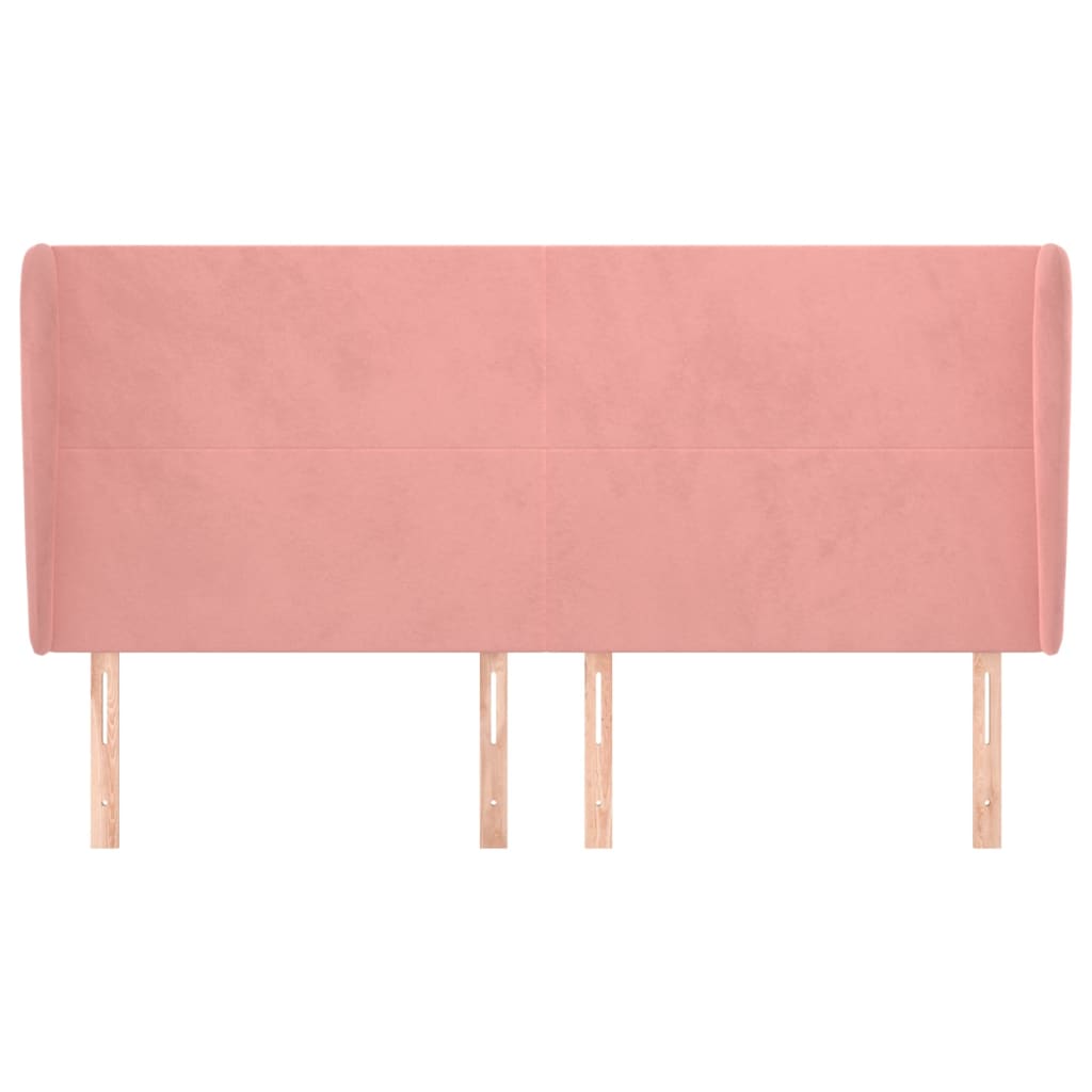 Uzglavlje s ušima ružičasto 203x23x118/128 cm baršunasto
