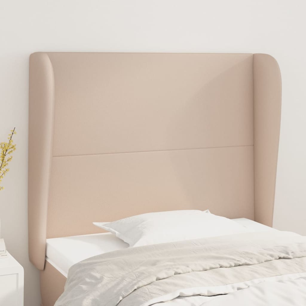 Uzglavlje s ušima boja cappuccina 93x23x118/128 cm umjetna koža