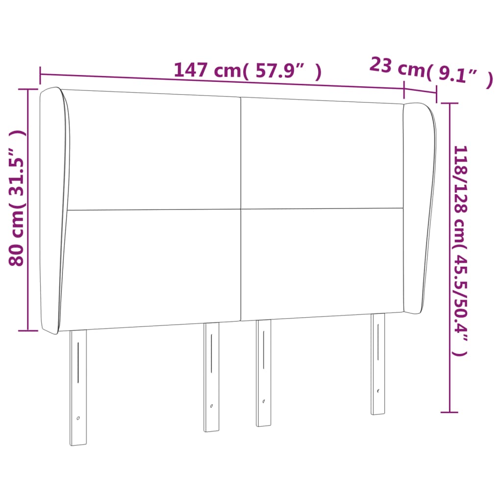 Uzglavlje s ušima krem 147x23x118/128 cm od umjetne kože