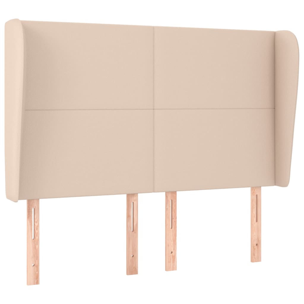 Uzglavlje s ušima boja cappuccina 147x23x118/128cm umjetna koža