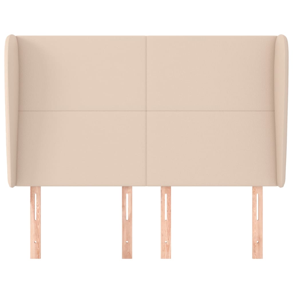 Uzglavlje s ušima boja cappuccina 147x23x118/128cm umjetna koža
