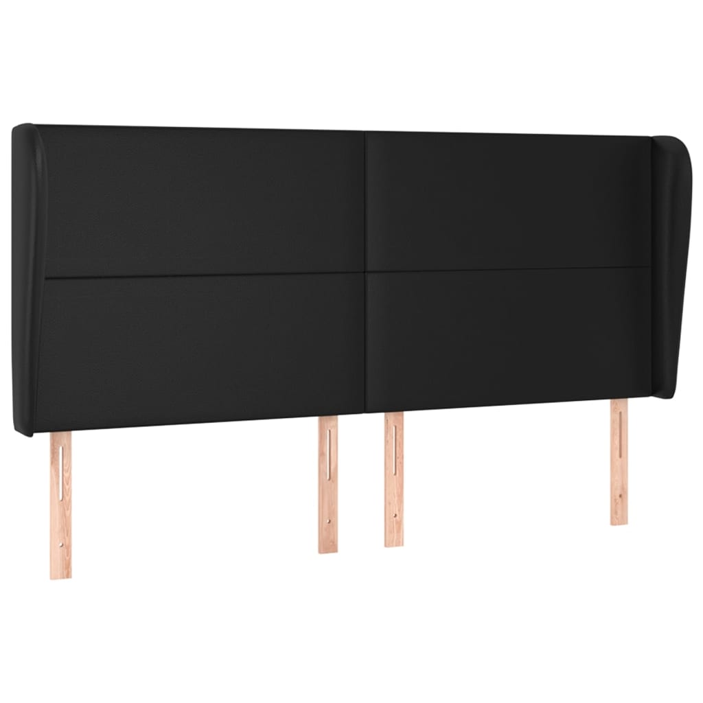 Uzglavlje s ušima crno 183x23x118/128 cm od umjetne kože
