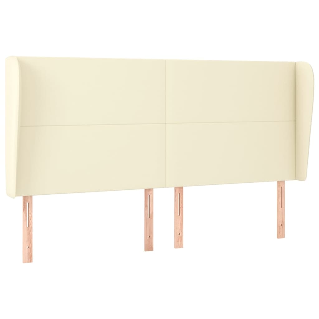 Uzglavlje s ušima krem 183x23x118/128 cm od umjetne kože
