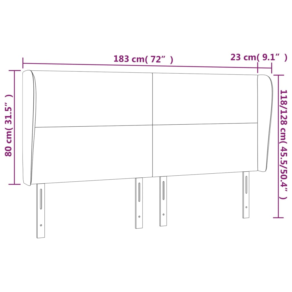 Uzglavlje s ušima krem 183x23x118/128 cm od umjetne kože