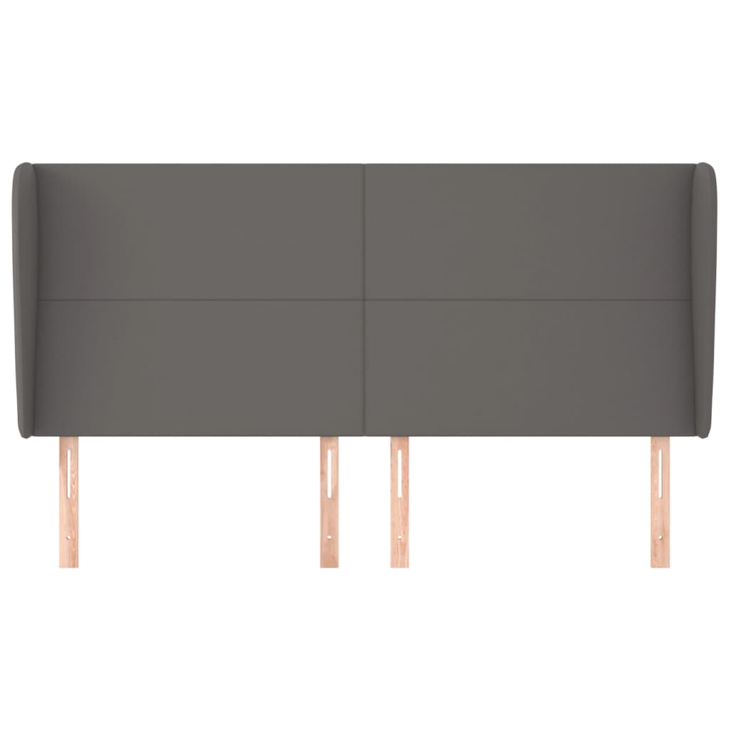 Uzglavlje s ušima sivo 203x23x118/128 cm od umjetne kože