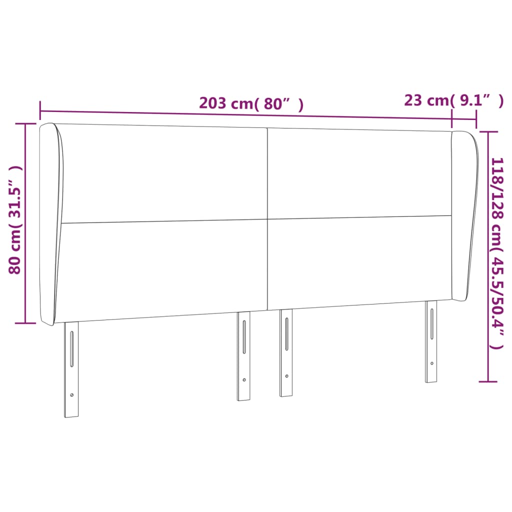 Uzglavlje s ušima sivo 203x23x118/128 cm od umjetne kože