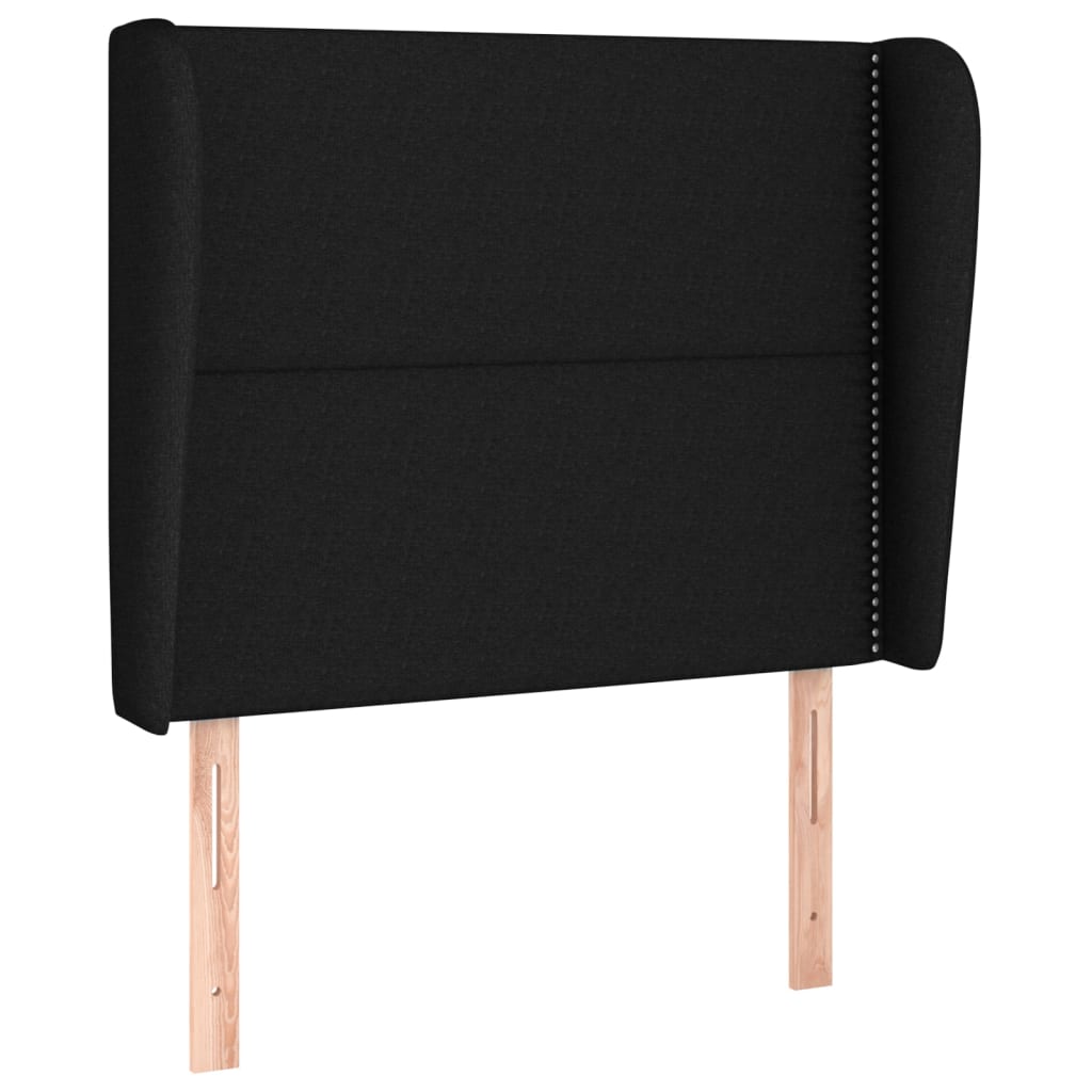 Uzglavlje s ušima crno 93x23x118/128 cm od tkanine