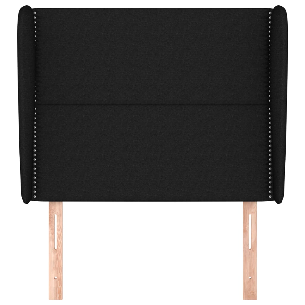 Uzglavlje s ušima crno 103x23x118/128 cm od tkanine