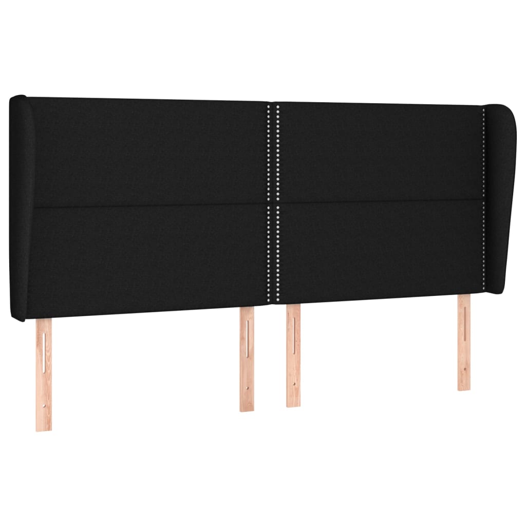 Uzglavlje s ušima crno 203x23x118/128 cm od tkanine