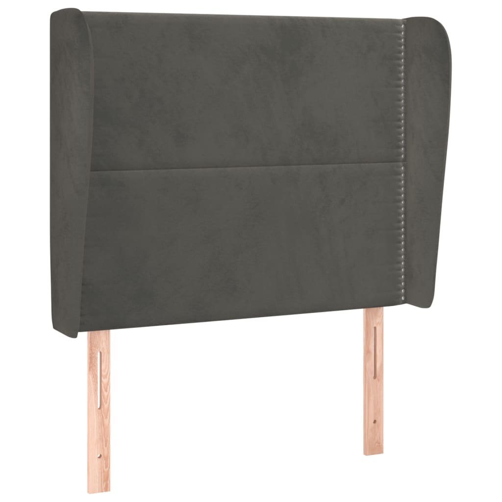 Uzglavlje s ušima tamnosivo 83 x 23 x 118/128 cm baršunasto