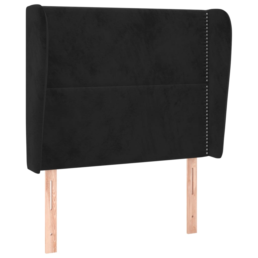 Uzglavlje s ušima crno 83 x 23 x 118/128 cm baršunasto