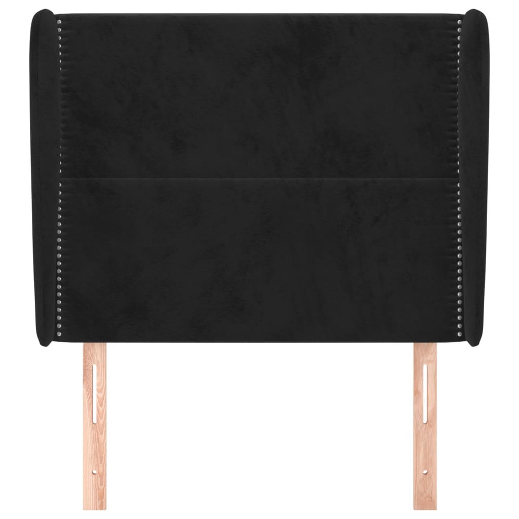 Uzglavlje s ušima crno 83 x 23 x 118/128 cm baršunasto