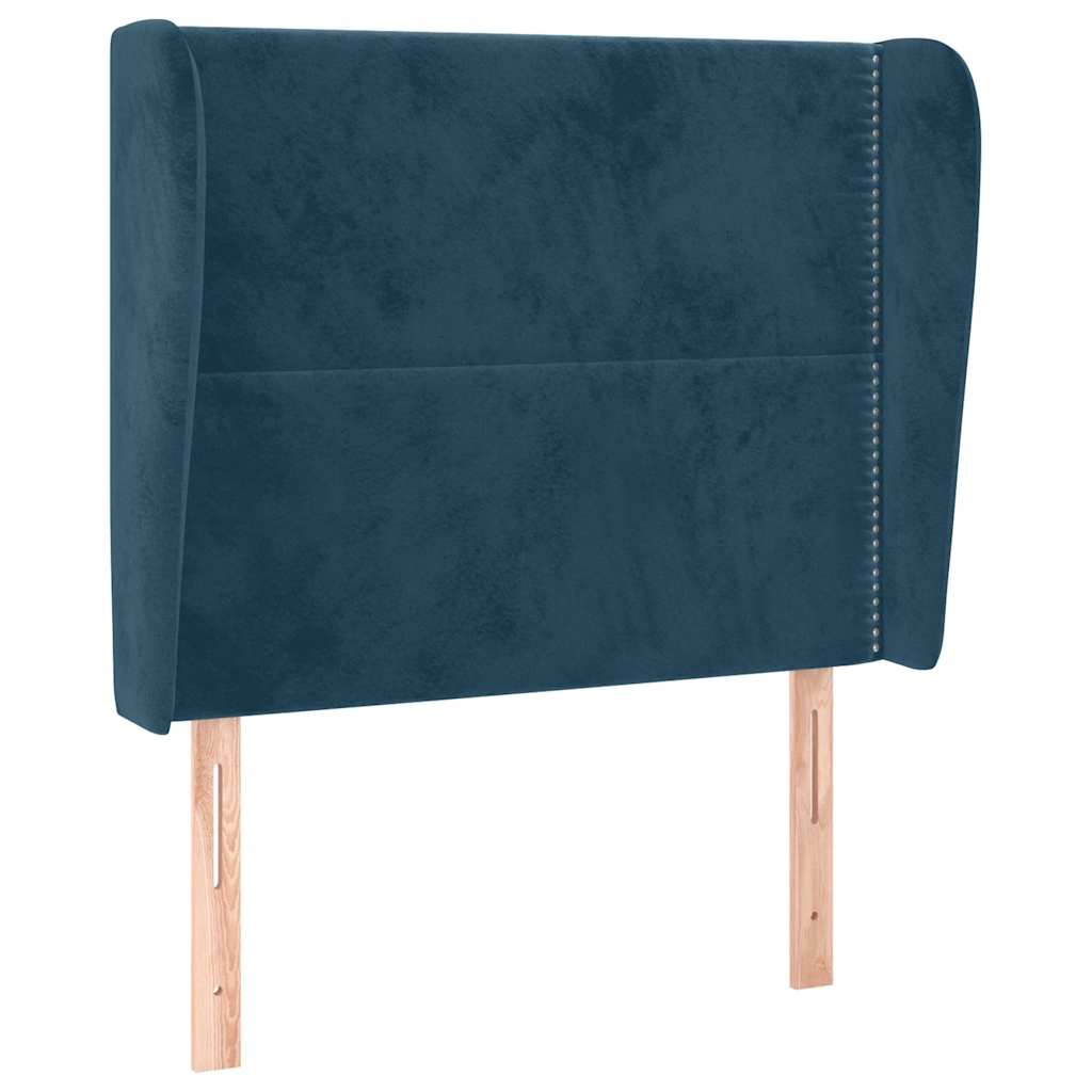 Uzglavlje s ušima tamnoplavo 103x23x118/128 cm baršunasto