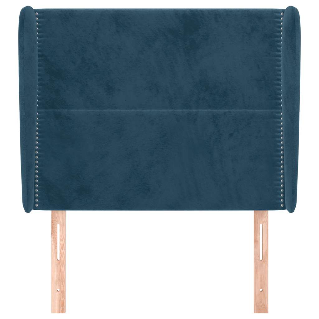 Uzglavlje s ušima tamnoplavo 103x23x118/128 cm baršunasto