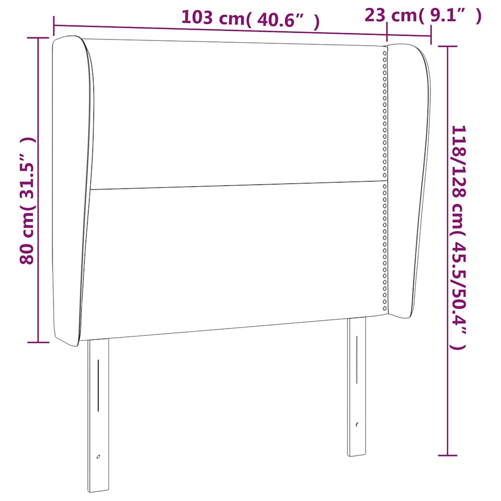 Uzglavlje s ušima tamnoplavo 103x23x118/128 cm baršunasto