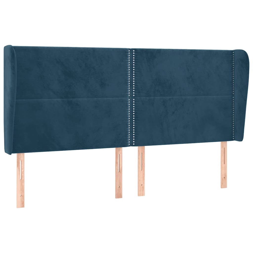Uzglavlje s ušima tamnoplavo 163x23x118/128 cm baršunasto