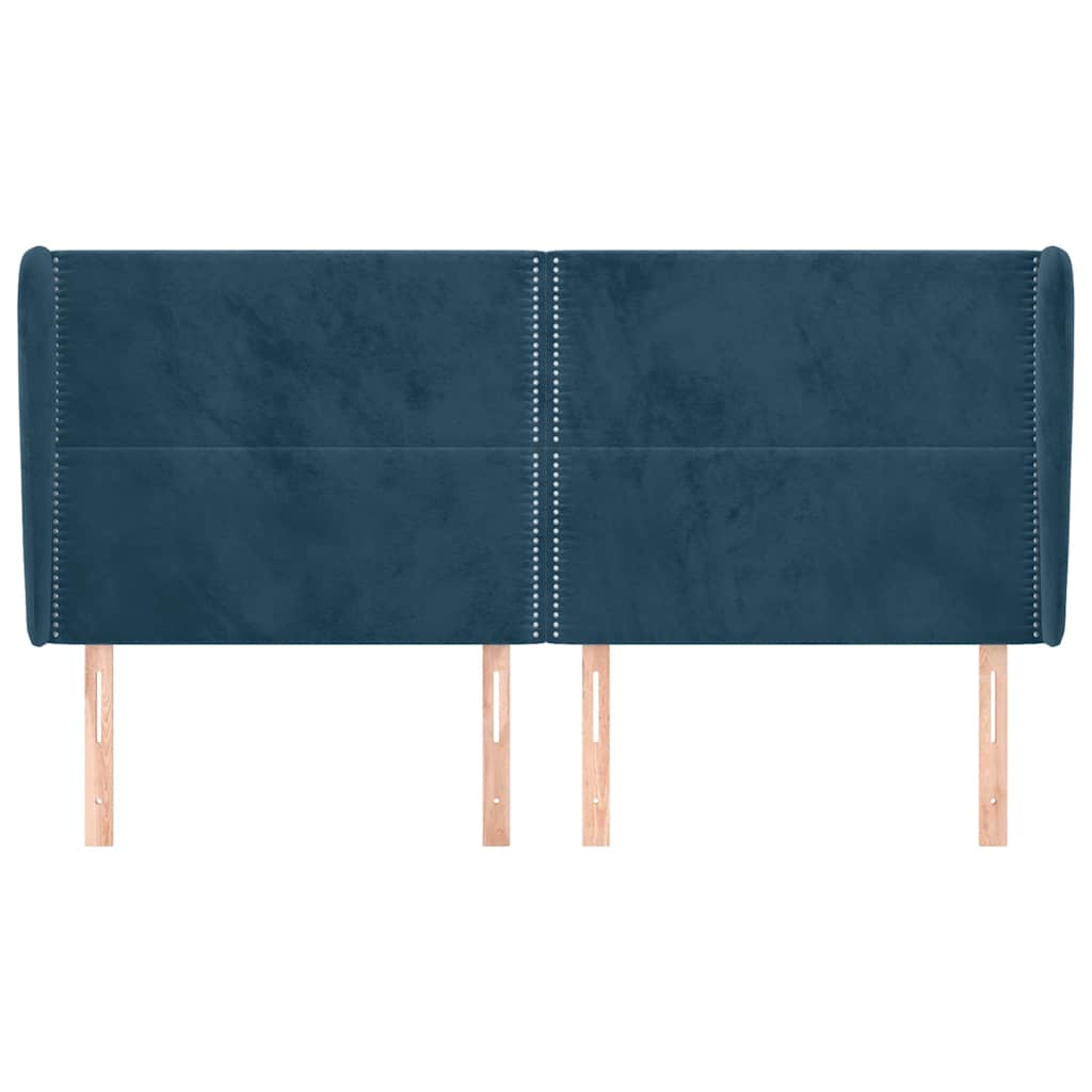 Uzglavlje s ušima tamnoplavo 163x23x118/128 cm baršunasto