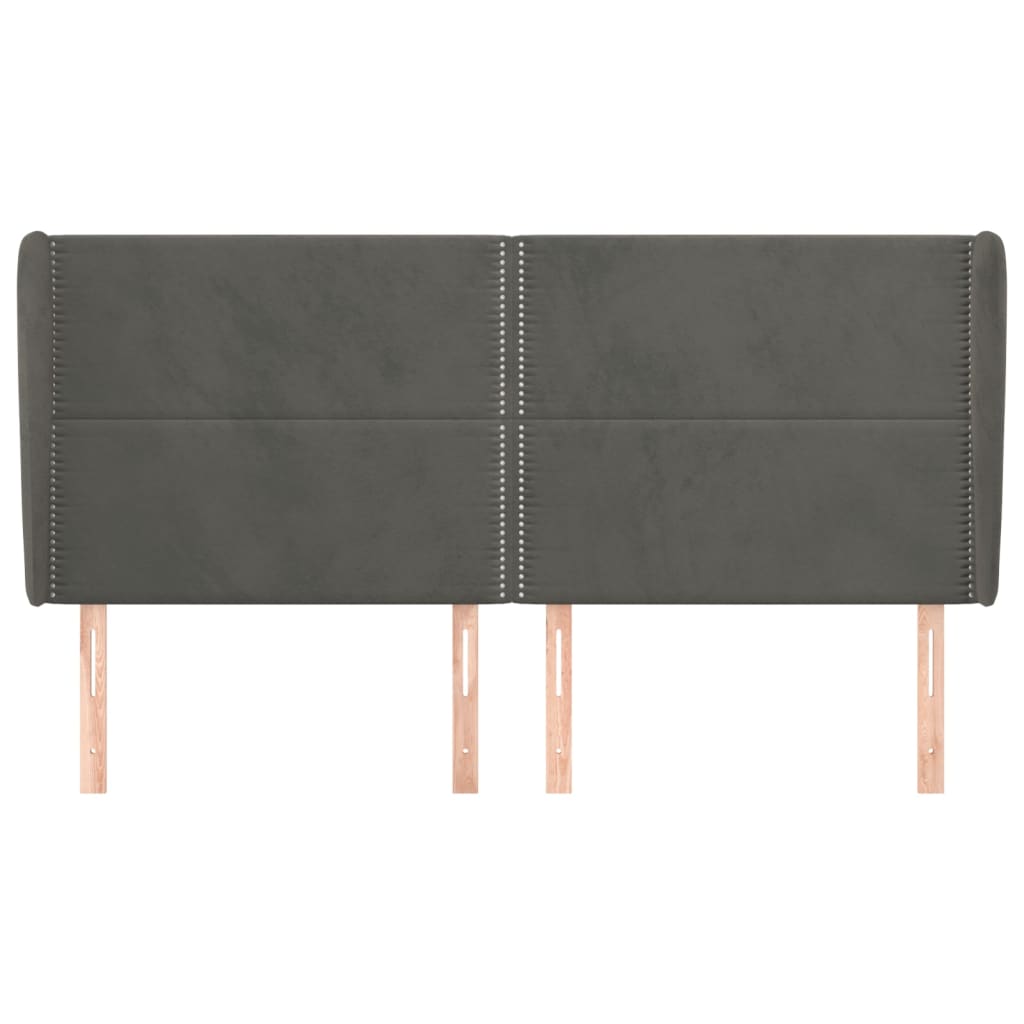 Uzglavlje s ušima tamnosivo 203x23x118/128 cm baršunasto