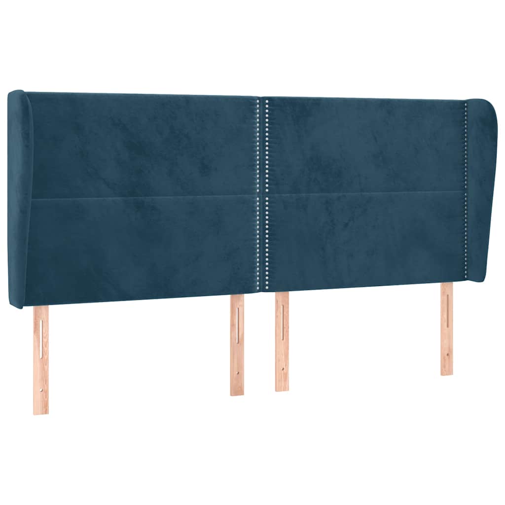 Uzglavlje s ušima tamnoplavo 203x23x118/128 cm baršunasto